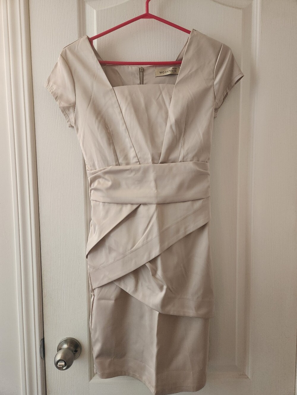 Cream Satin Sheath Dress